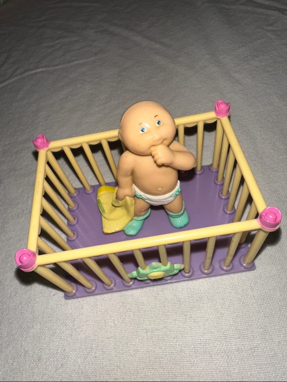 Cabbage Patch Kids Collectible Vintage Toy 1984 -Miniature PVC Baby Doll Playpen